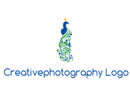 peacock illustration for beauty logo