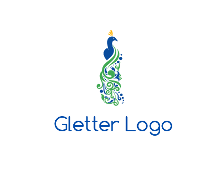 peacock illustration for beauty logo