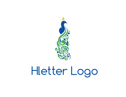 peacock illustration for beauty logo