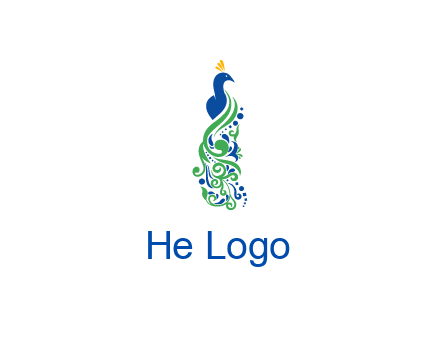 peacock illustration for beauty logo