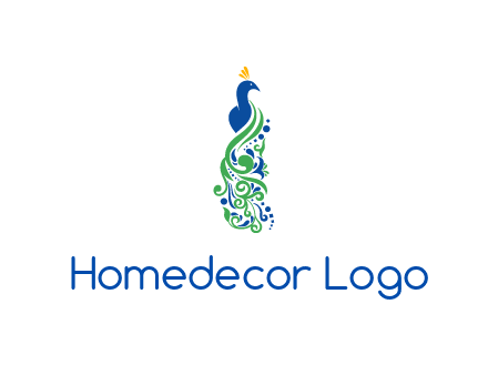 peacock illustration for beauty logo