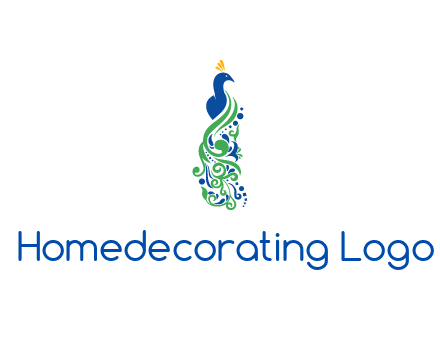 peacock illustration for beauty logo