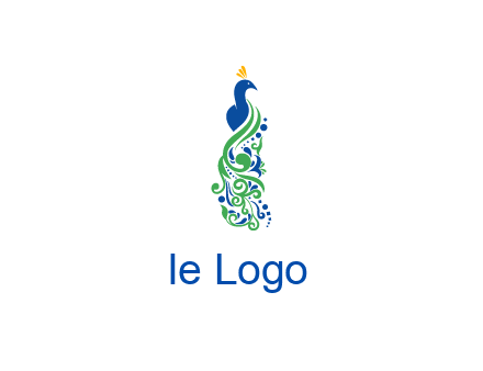 peacock illustration for beauty logo