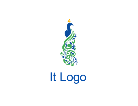 peacock illustration for beauty logo