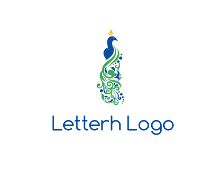 peacock illustration for beauty logo