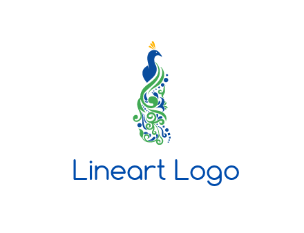 peacock illustration for beauty logo