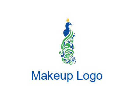 peacock illustration for beauty logo