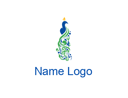 peacock illustration for beauty logo