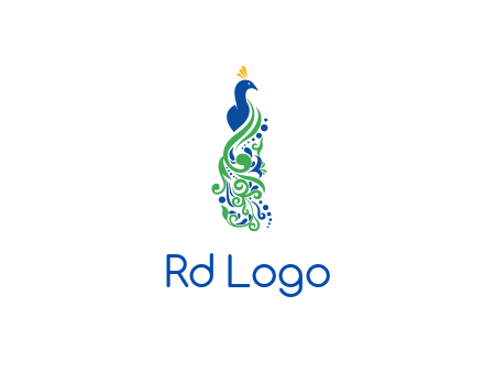 peacock illustration for beauty logo