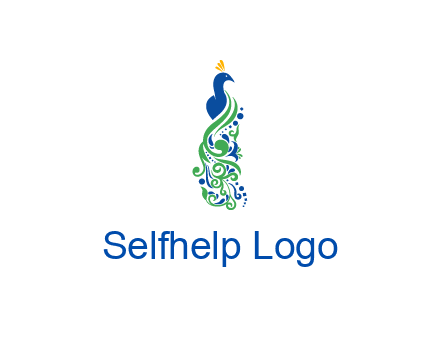 peacock illustration for beauty logo