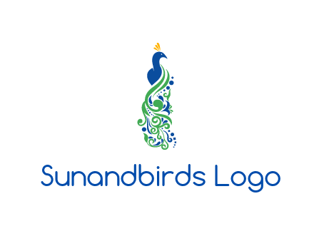 peacock illustration for beauty logo