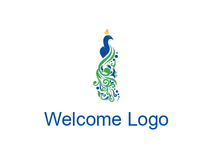 peacock illustration for beauty logo