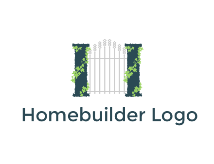 vines climbing pillars beside fence gate