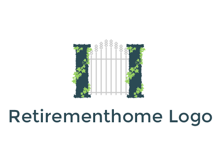 vines climbing pillars beside fence gate