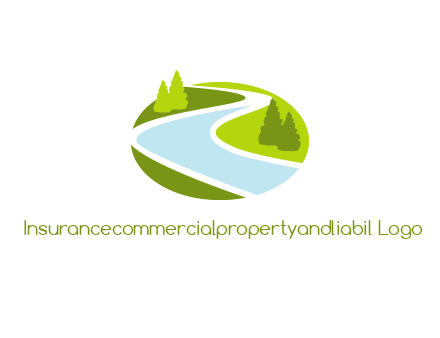river flowing between trees and greenery for landscaping services logo