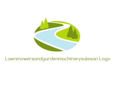 river flowing between trees and greenery for landscaping services logo