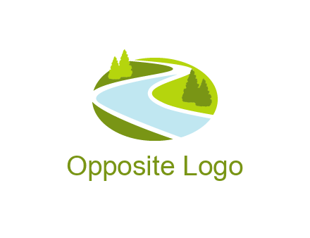 river flowing between trees and greenery for landscaping services logo