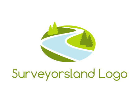 river flowing between trees and greenery for landscaping services logo