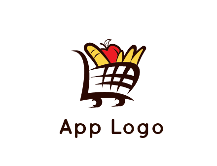 shopping cart icon loaded with groceries