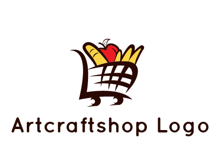 shopping cart icon loaded with groceries