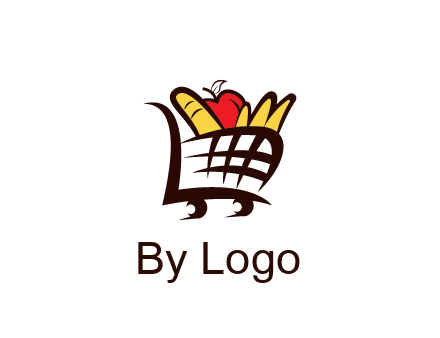 shopping cart icon loaded with groceries