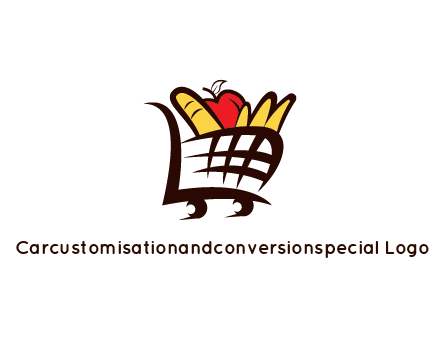shopping cart icon loaded with groceries
