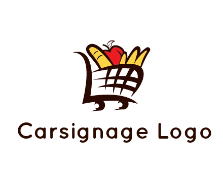 shopping cart icon loaded with groceries