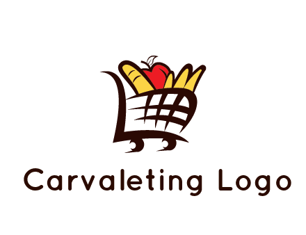 shopping cart icon loaded with groceries