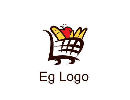 shopping cart icon loaded with groceries