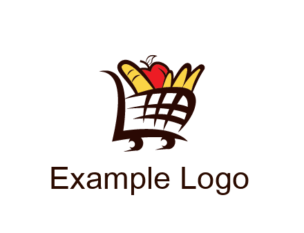 shopping cart icon loaded with groceries