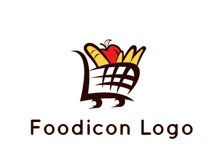 shopping cart icon loaded with groceries