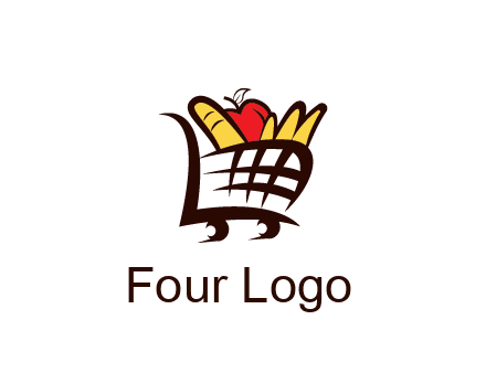 shopping cart icon loaded with groceries