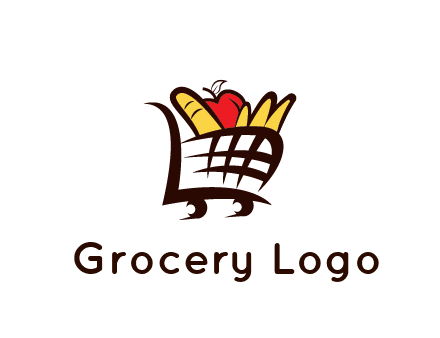 shopping cart icon loaded with groceries
