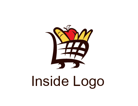 shopping cart icon loaded with groceries