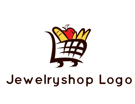 shopping cart icon loaded with groceries