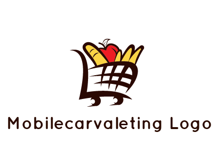 shopping cart icon loaded with groceries
