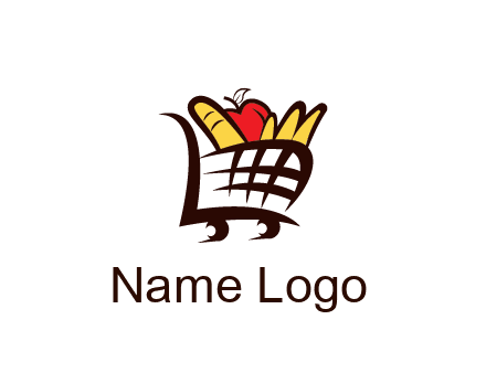 shopping cart icon loaded with groceries