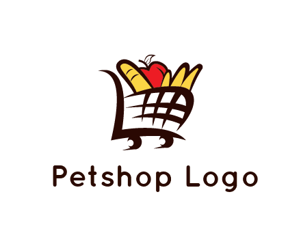 shopping cart icon loaded with groceries