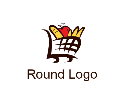 shopping cart icon loaded with groceries