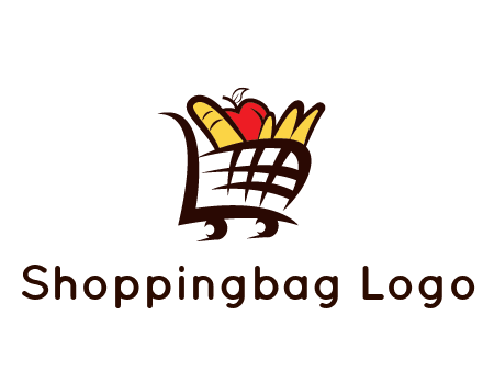 shopping cart icon loaded with groceries