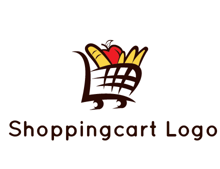 shopping cart icon loaded with groceries