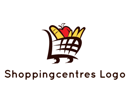 shopping cart icon loaded with groceries