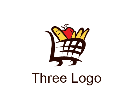 shopping cart icon loaded with groceries