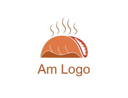 steam rising from taco for Mexican food logo