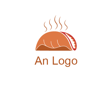 steam rising from taco for Mexican food logo