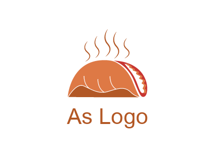 steam rising from taco for Mexican food logo