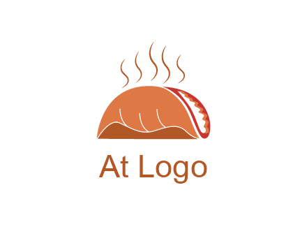 steam rising from taco for Mexican food logo