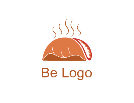 steam rising from taco for Mexican food logo