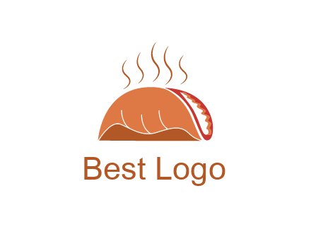 steam rising from taco for Mexican food logo