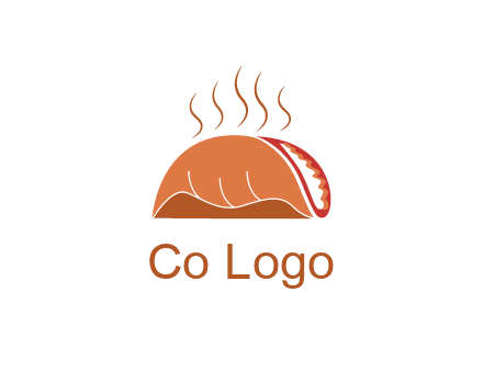 steam rising from taco for Mexican food logo